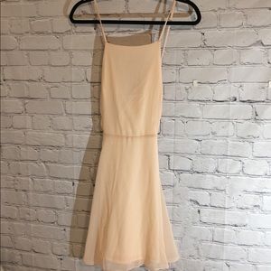 Lulu’s blush sheer spaghetti Crisscross  dress